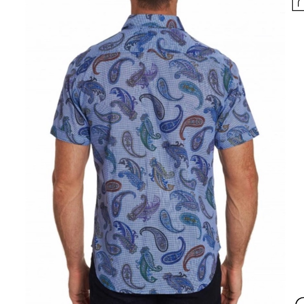 ROBERT GRAHAM ‘NOTRE DAME’ PAISLEY PRINT SHORT-SLEEVE CLASSIC FIT SHIRT - INDIGO - Picture 2 of 15